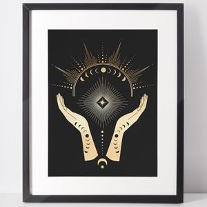 Wall Art Esoteric Celestial Mystic Hands Print Poster Unframed